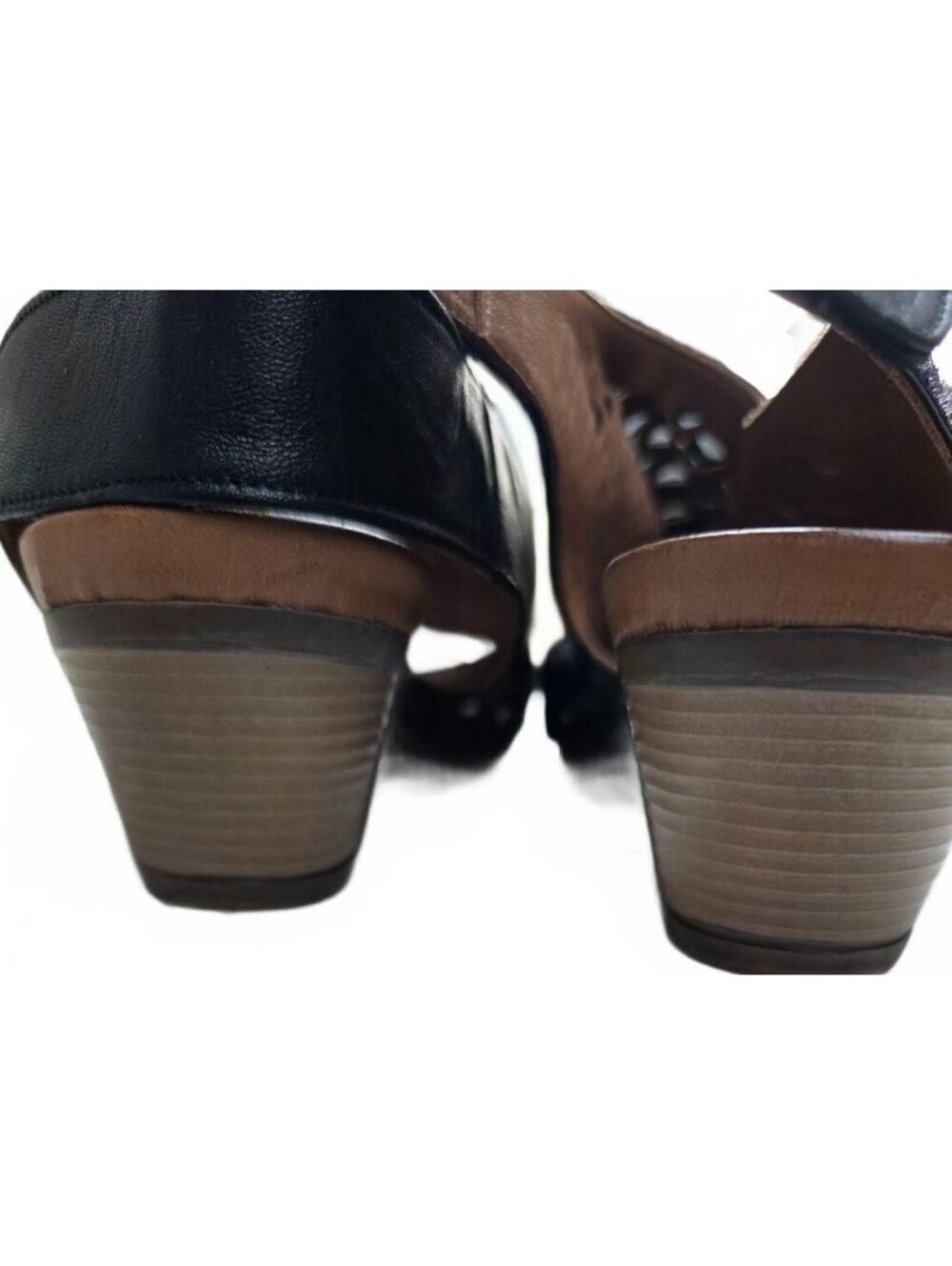 Bueno Lacey Black Leather Laser Cut Slingback Sandals Size 39 US 8.5 - Picture 8 of 12